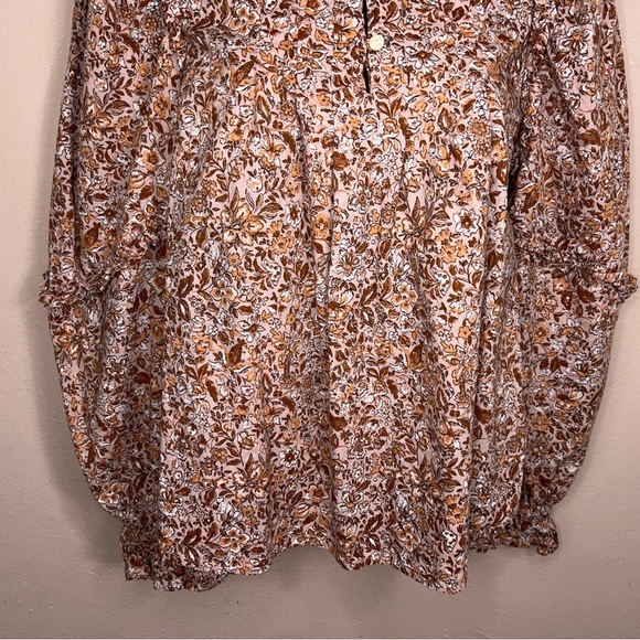 XS Universal Thread Boho Ruffle Long Sleeve Peasant Blouse Top Brick Red Orange - Picture 10 of 13